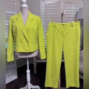 New York and Company Yellow Three-Piece Blazer, Pant, and Vest Set